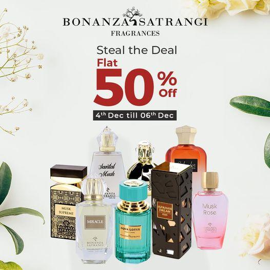 Bonanza.Satrangi Sale FLAT 50 off on fragrances from 4th Dec to